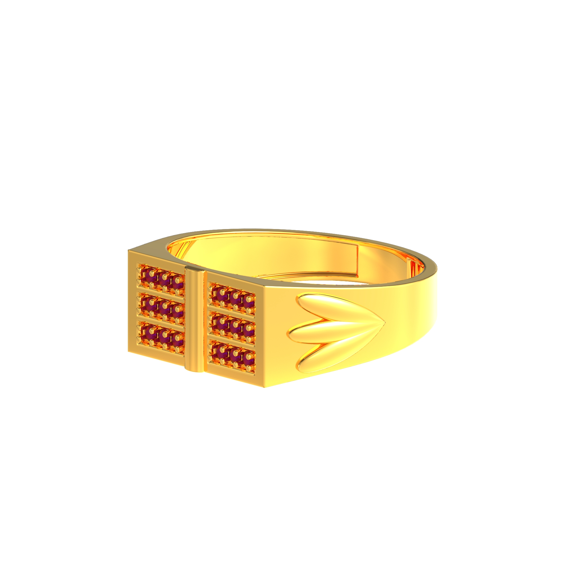 Gents Gold Ring with Geometric Design