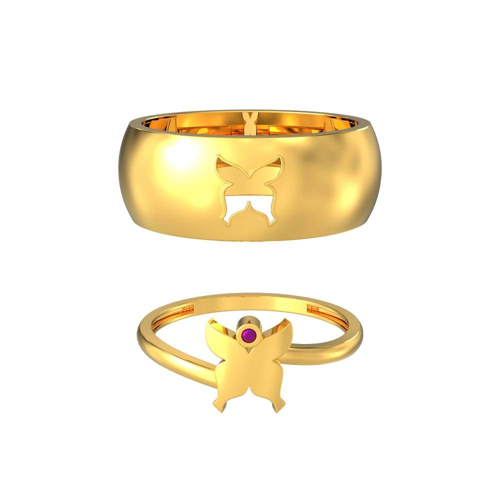 Butterfly Design Gold Couple Ring