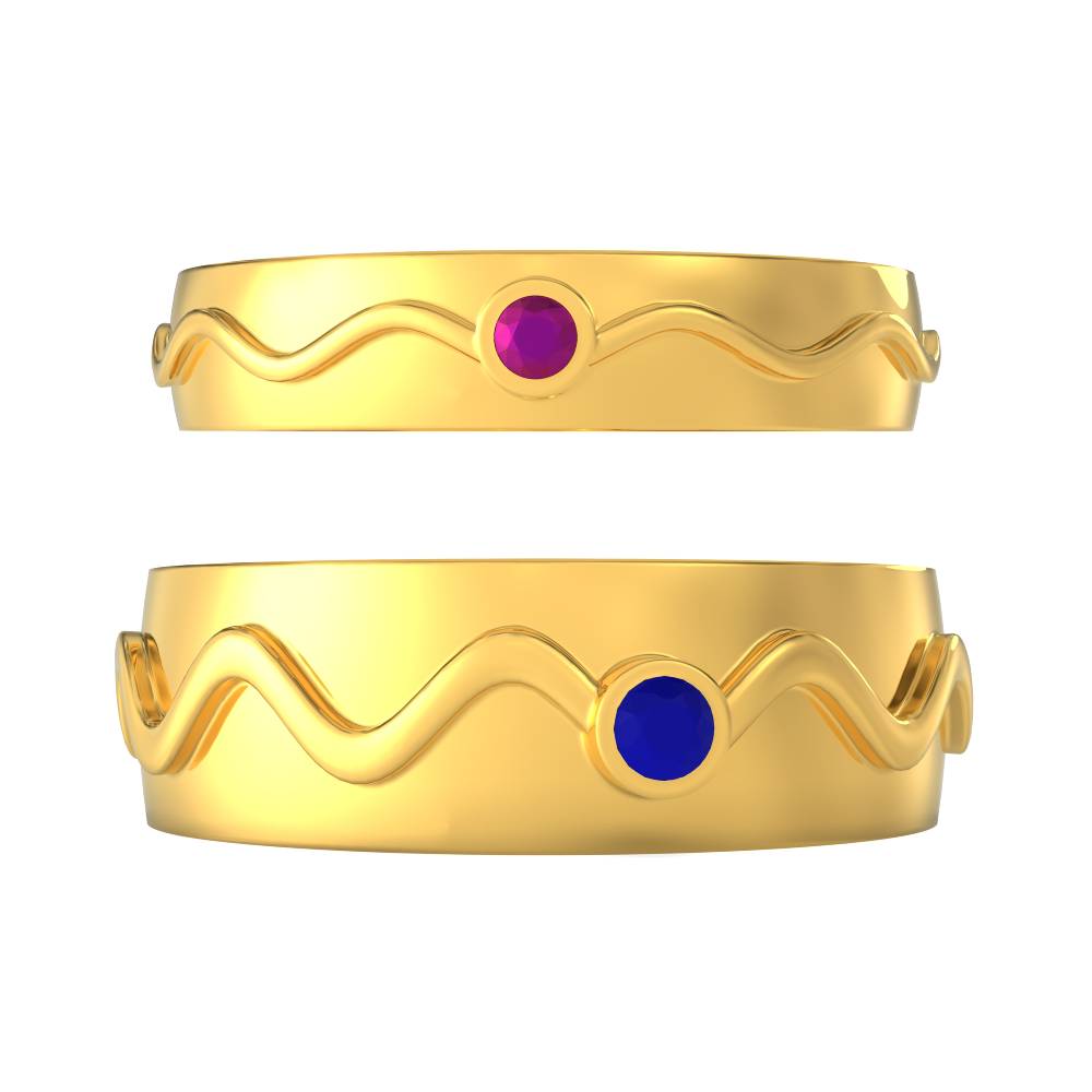 Wave Design Gold Couple Ring