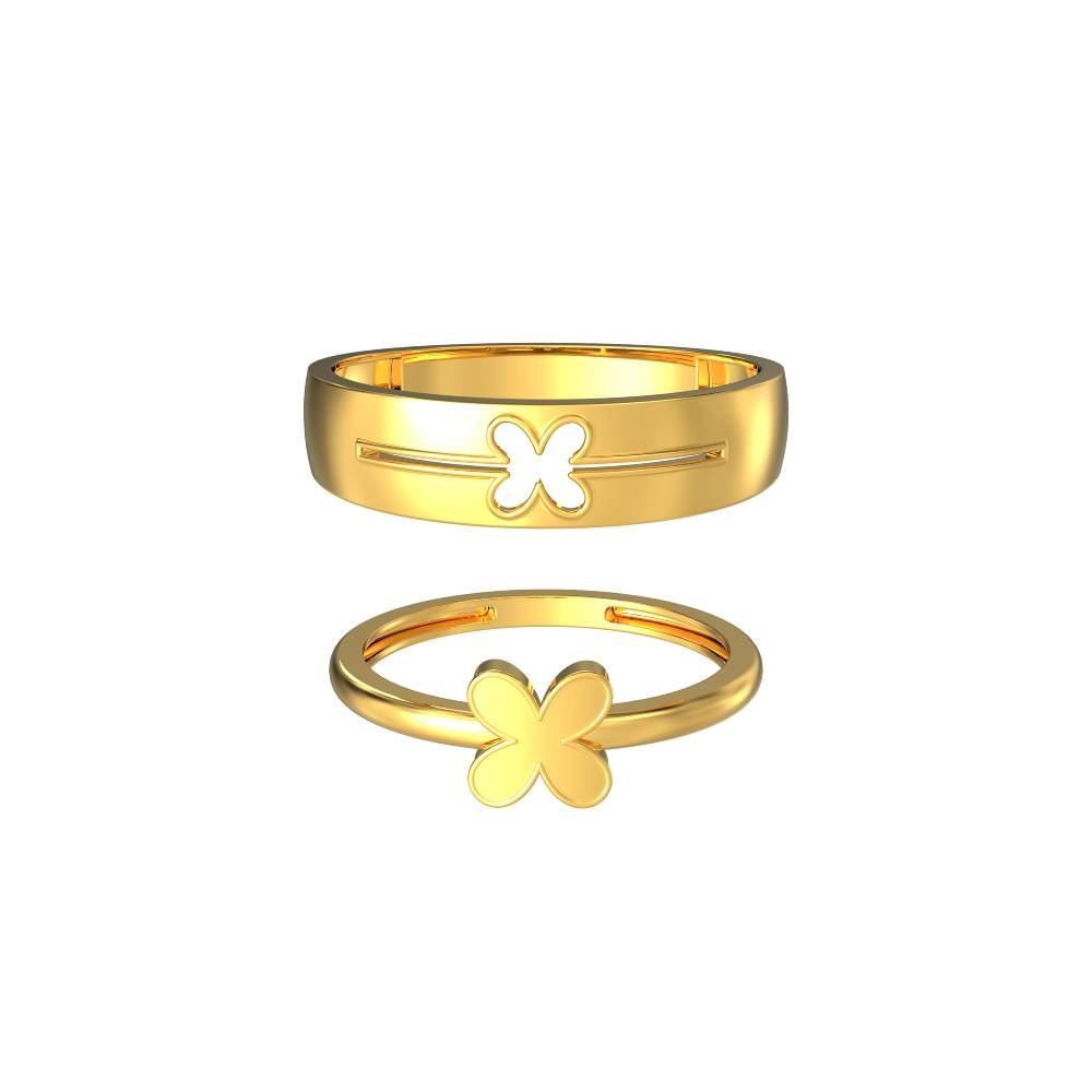 Cute Flower Shape Gold Couple Ring