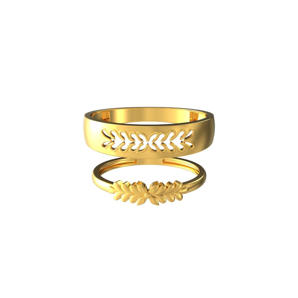 Elegant Leaf Design Couple Ring
