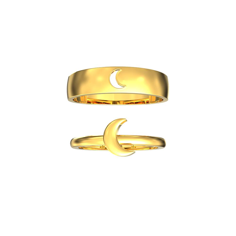 Half Moon Design Gold Ring For Couple