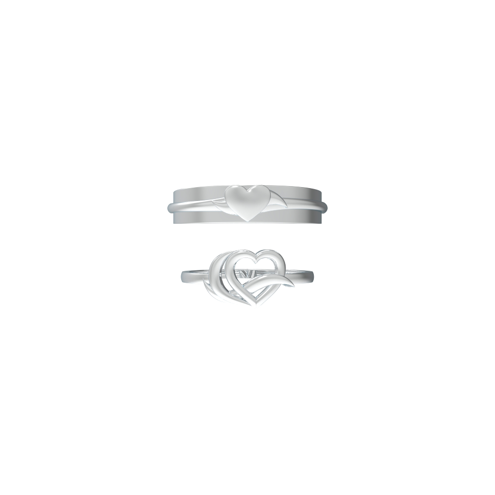 Silver Couple Ring With Heart