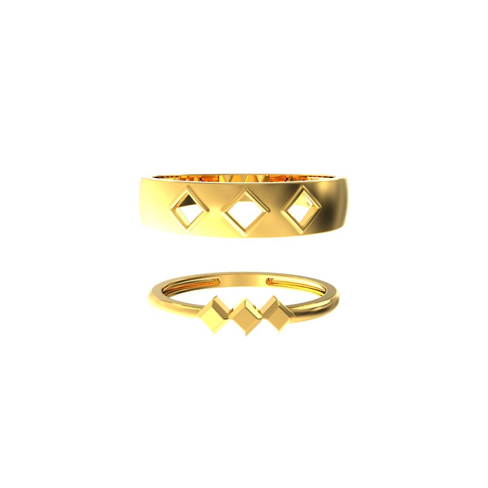 Hollow Square Design Gold Couple Ring