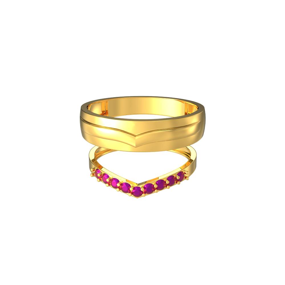 Ribbon Line Design Gold Couple Ring