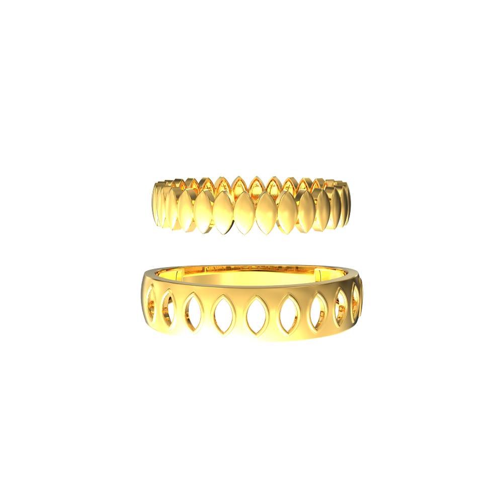 Oval Marquise Design Gold Couple Ring