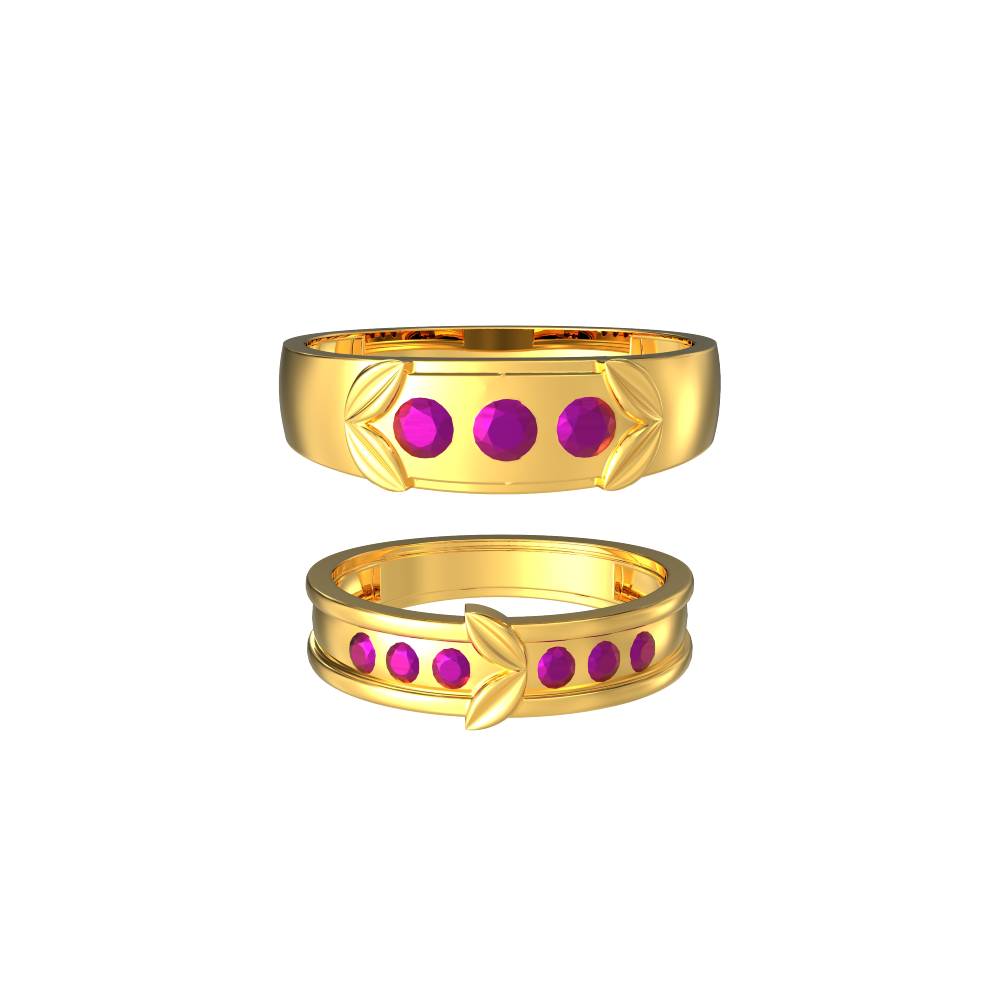 Petal design Gold Couple Ring