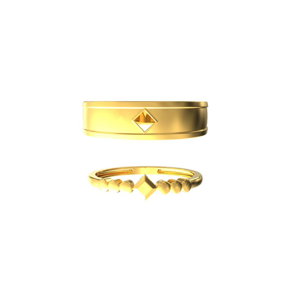Plain Hollow Square Gold Couple Ring