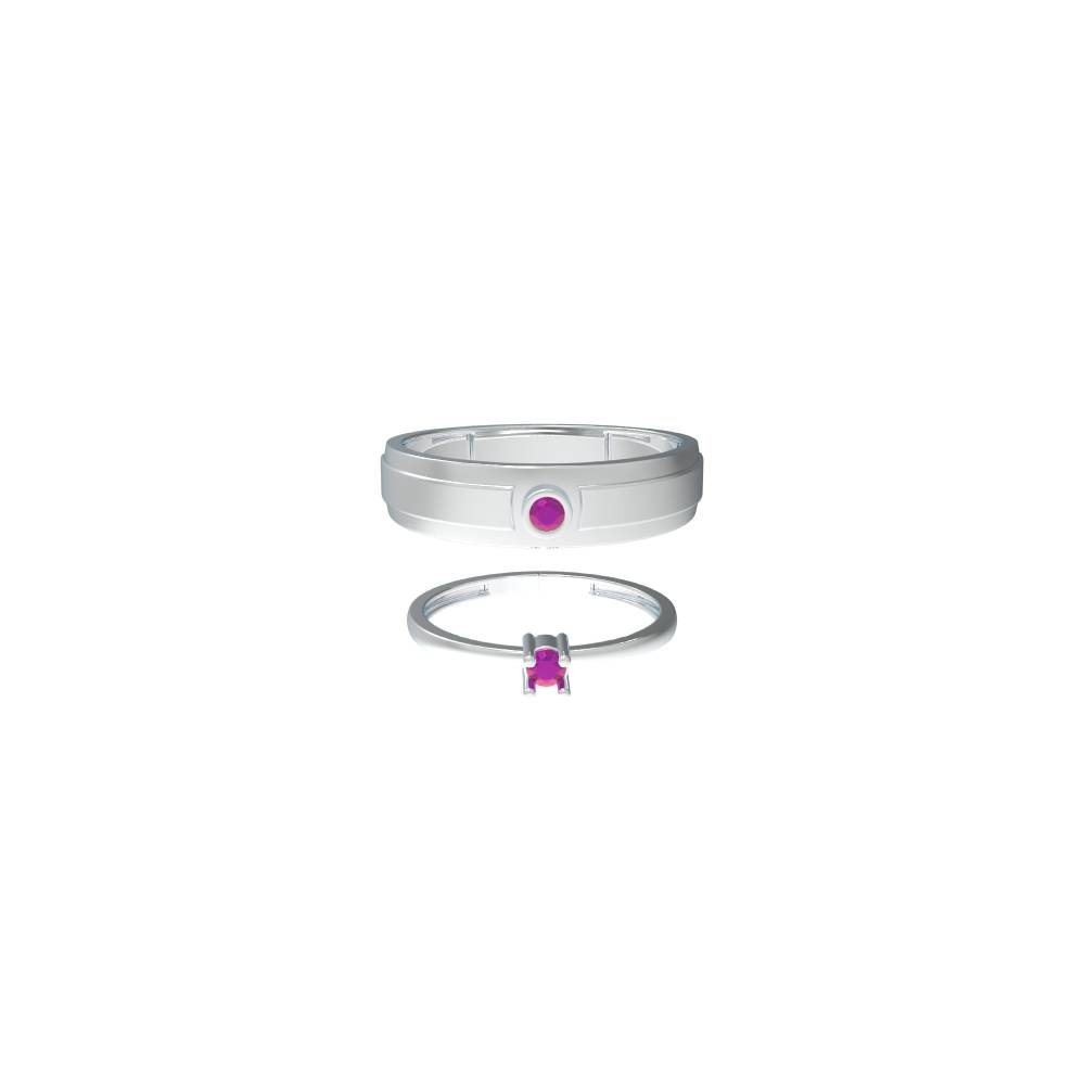 Simple Circle Design Silver Couple Ring