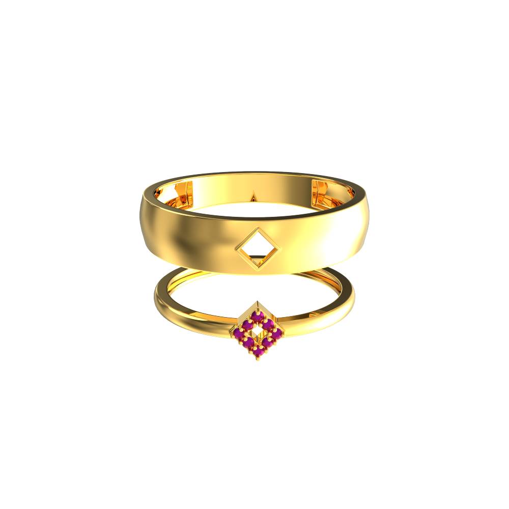 Single Square Design Couple Ring