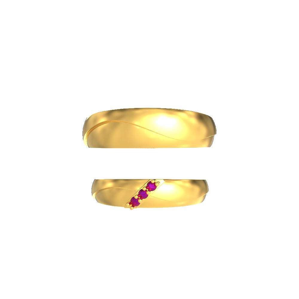 Tri Stone gold Couple Ring
