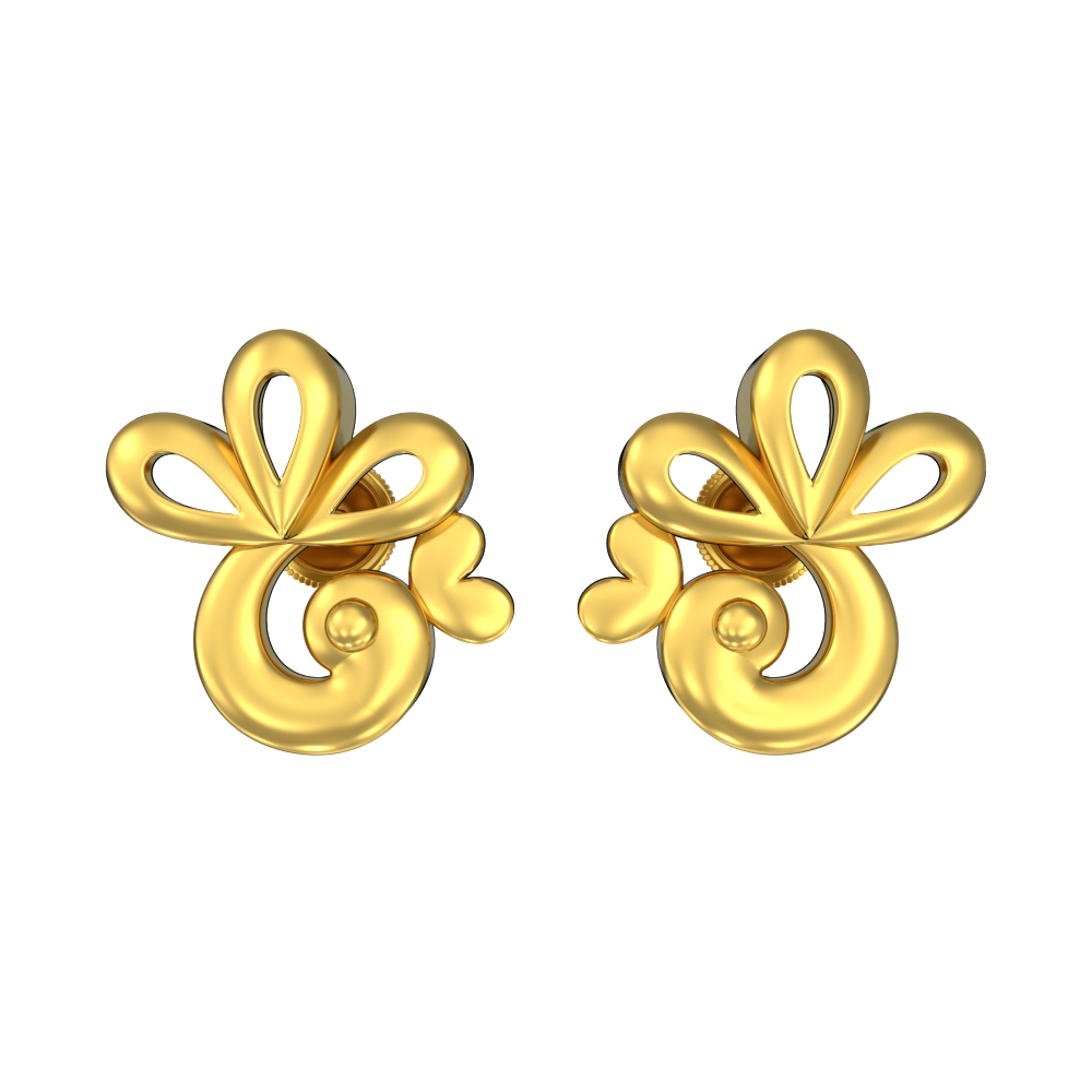 22k gold lightweight daily wear gold earrings designing - YouTube