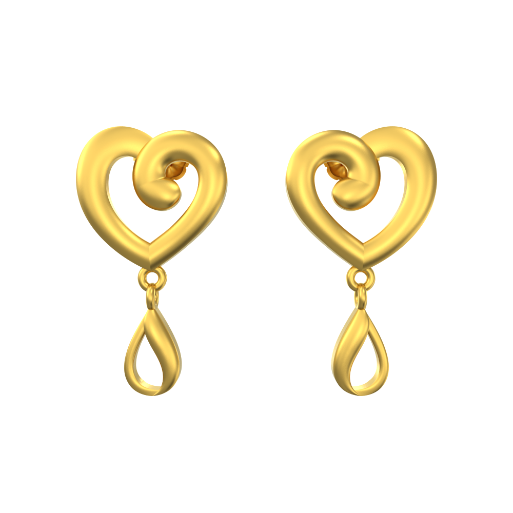 Dainty Heart Gold and Diamond Stud Earrings