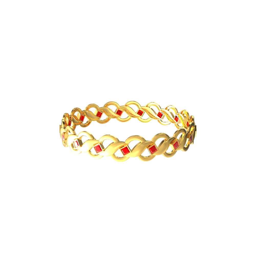 Curveline Gold Bangles With Stones