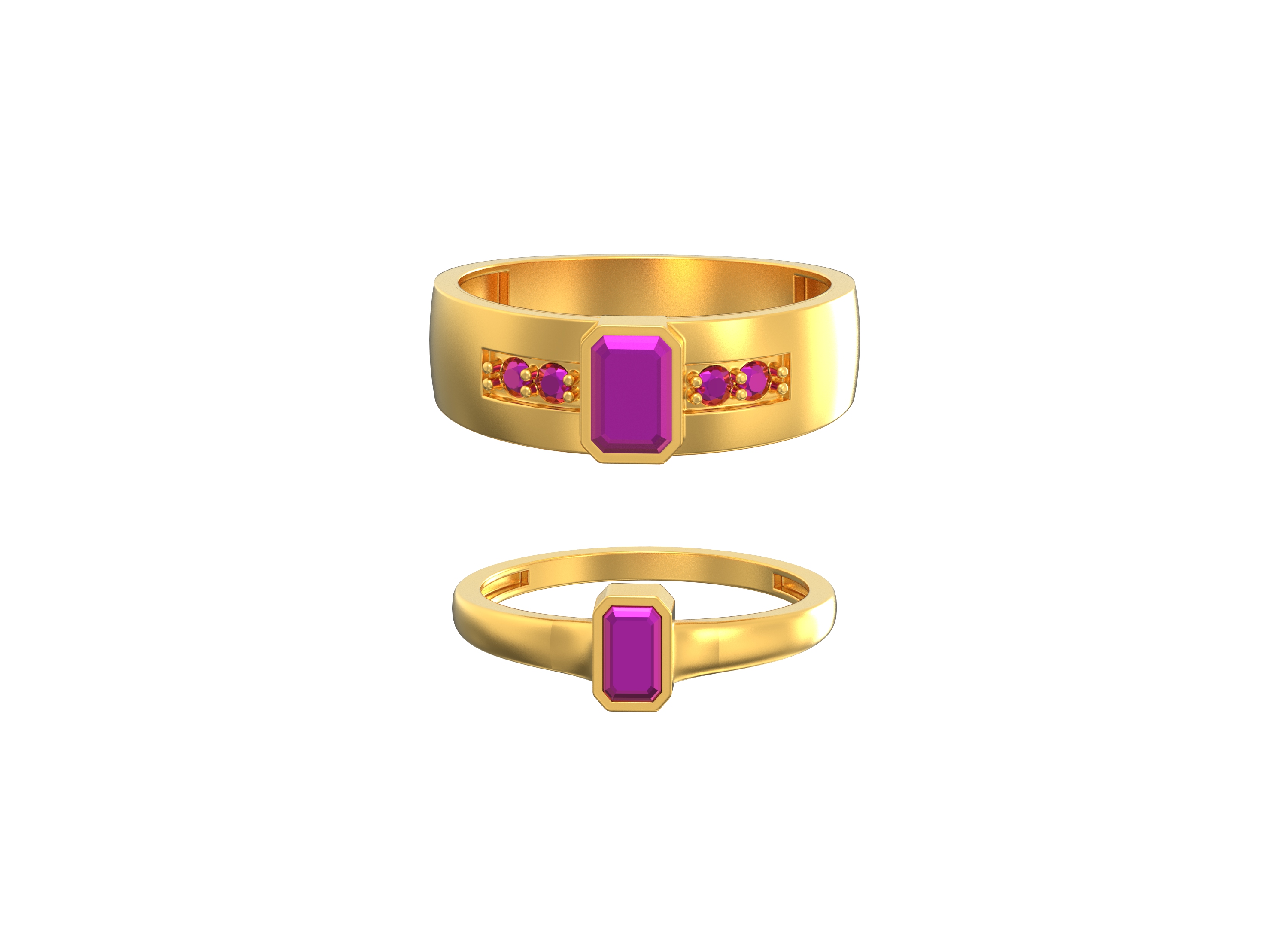 Curvy-Rectangle-Couples-Gold-Ring