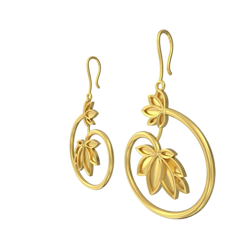 22K Gold Hoop Earrings - ErHp23329 - US$ 646 - 22 Karat gold hoop earrings  are designed with fine finish and laser cut work. Hanging chandelier wit
