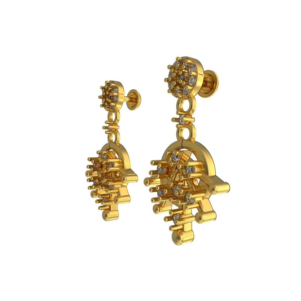 22kt Yellow Gold Plain Gold Design Fancy Stud Earrings For Women's Days  Special | eBay