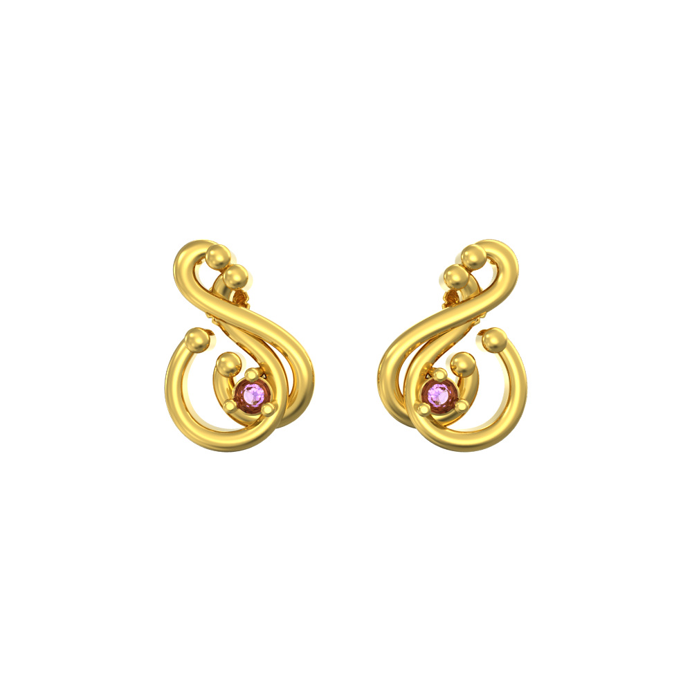 S Initial Single Stud Earring in 10kt Yellow Gold