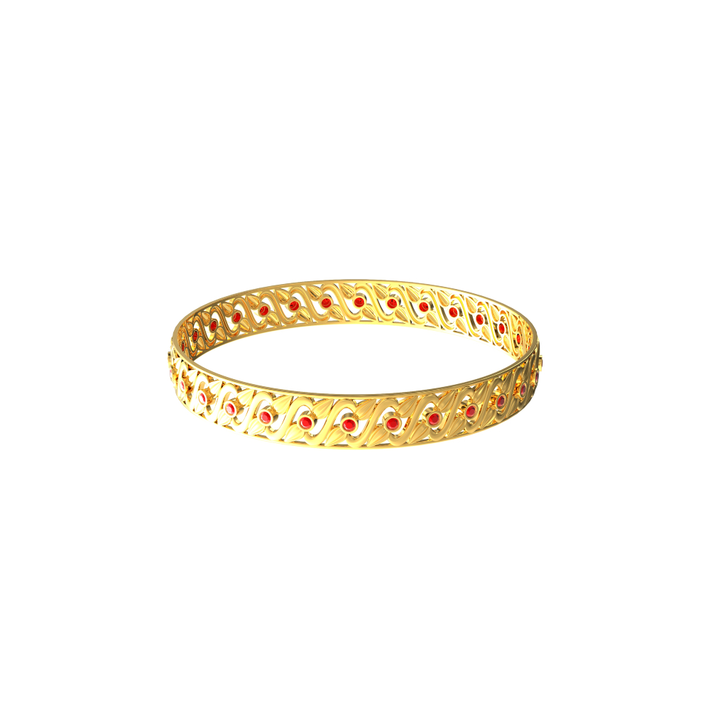 Light Weight Gold With Stone Bangles