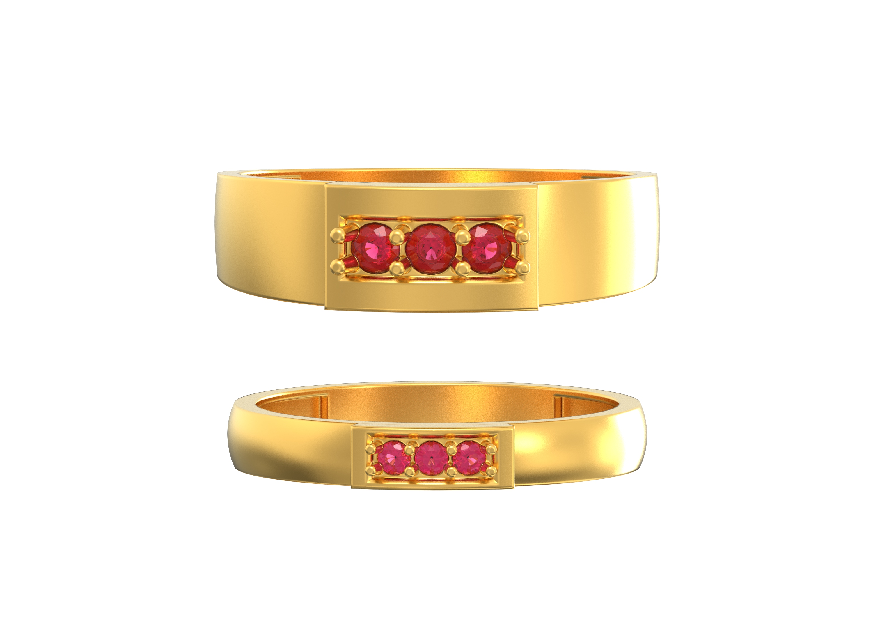 Rectangular-stone-shaped-Couples-Gold-Ring