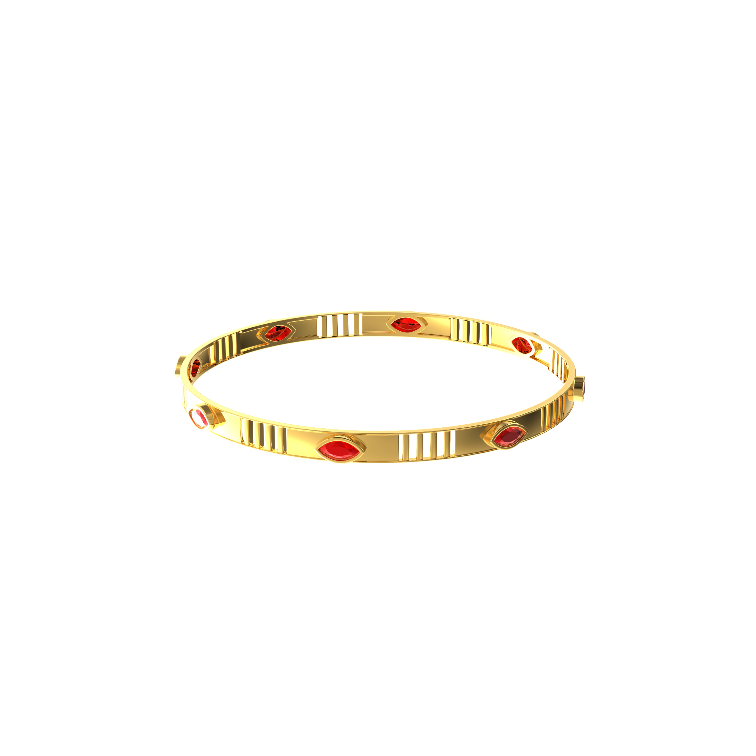 Red Marquise Gold Bangle
