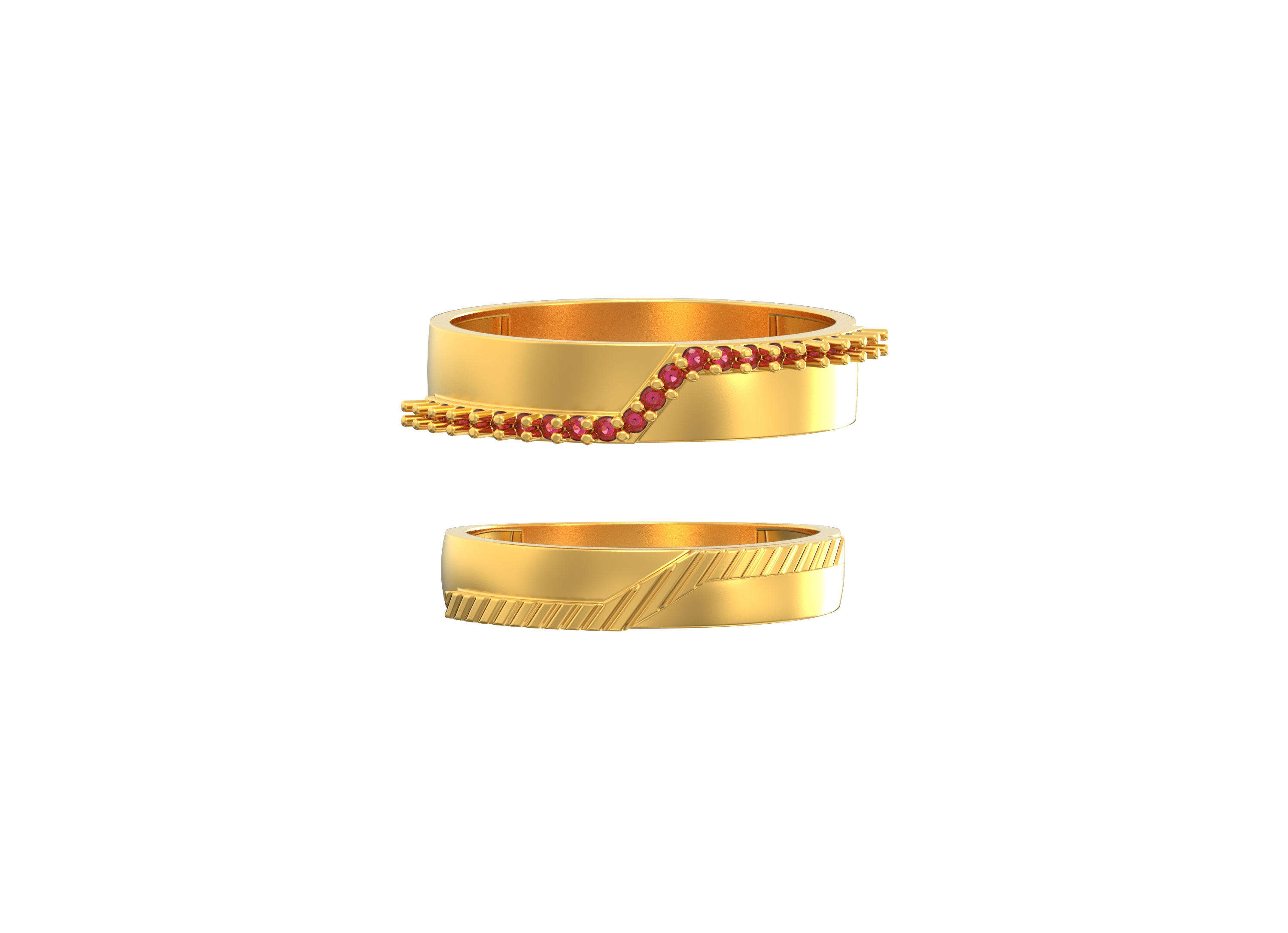 Stripe-Pattern-Couples-Gold-Ring