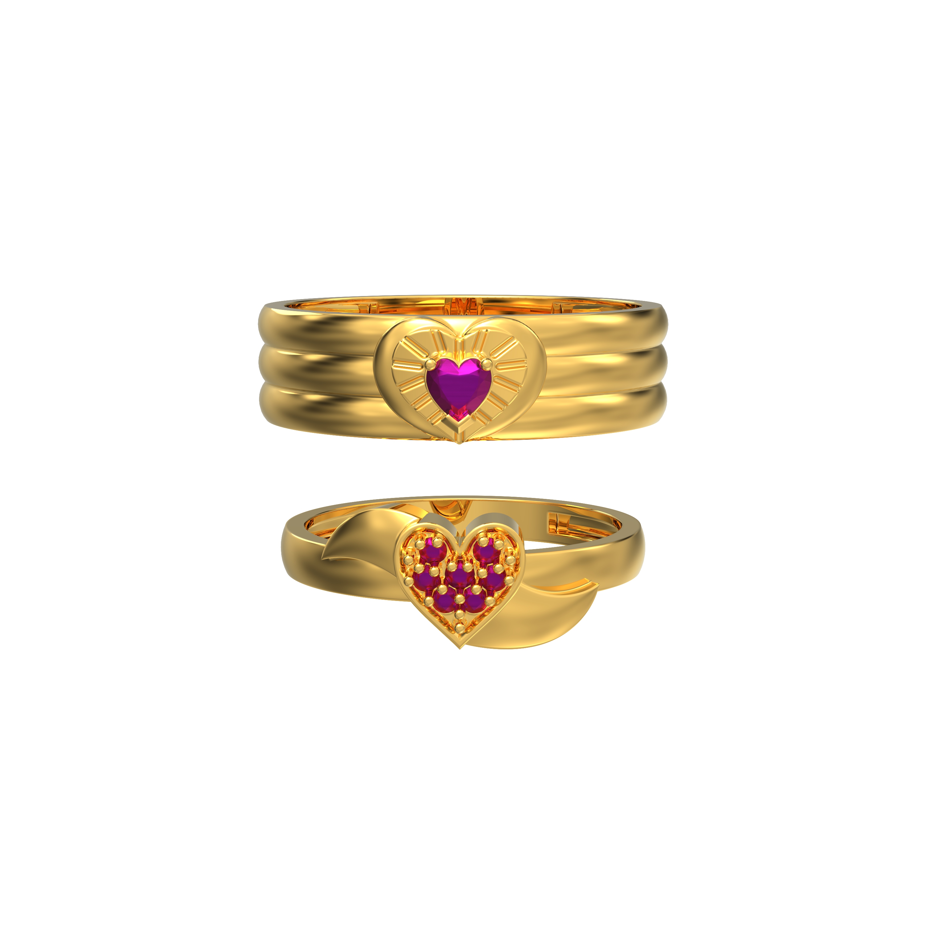 Vintage-Heart-Couples-Stone-Gold-Ring