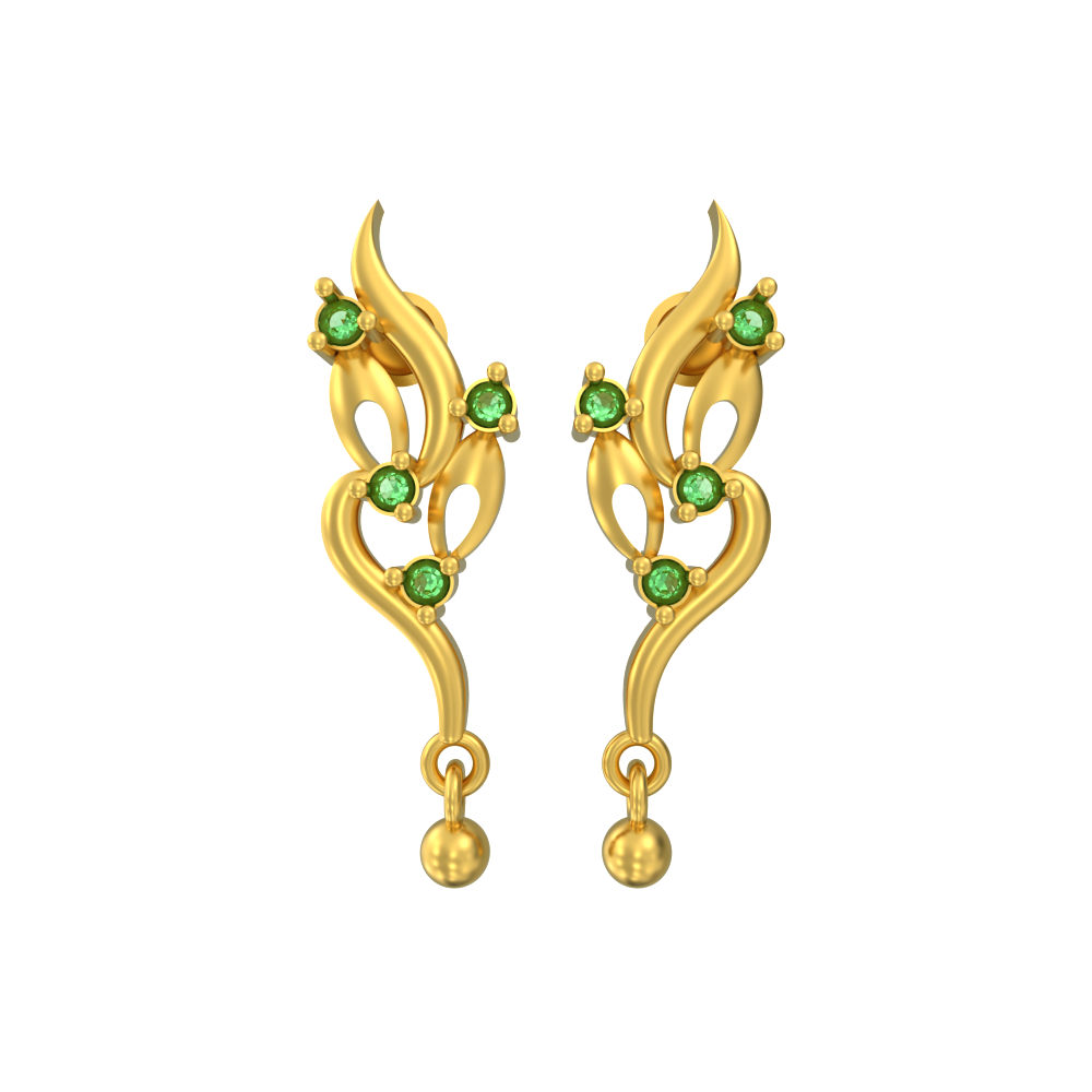 Beauteous Yellow Gold Carved Floral Drop