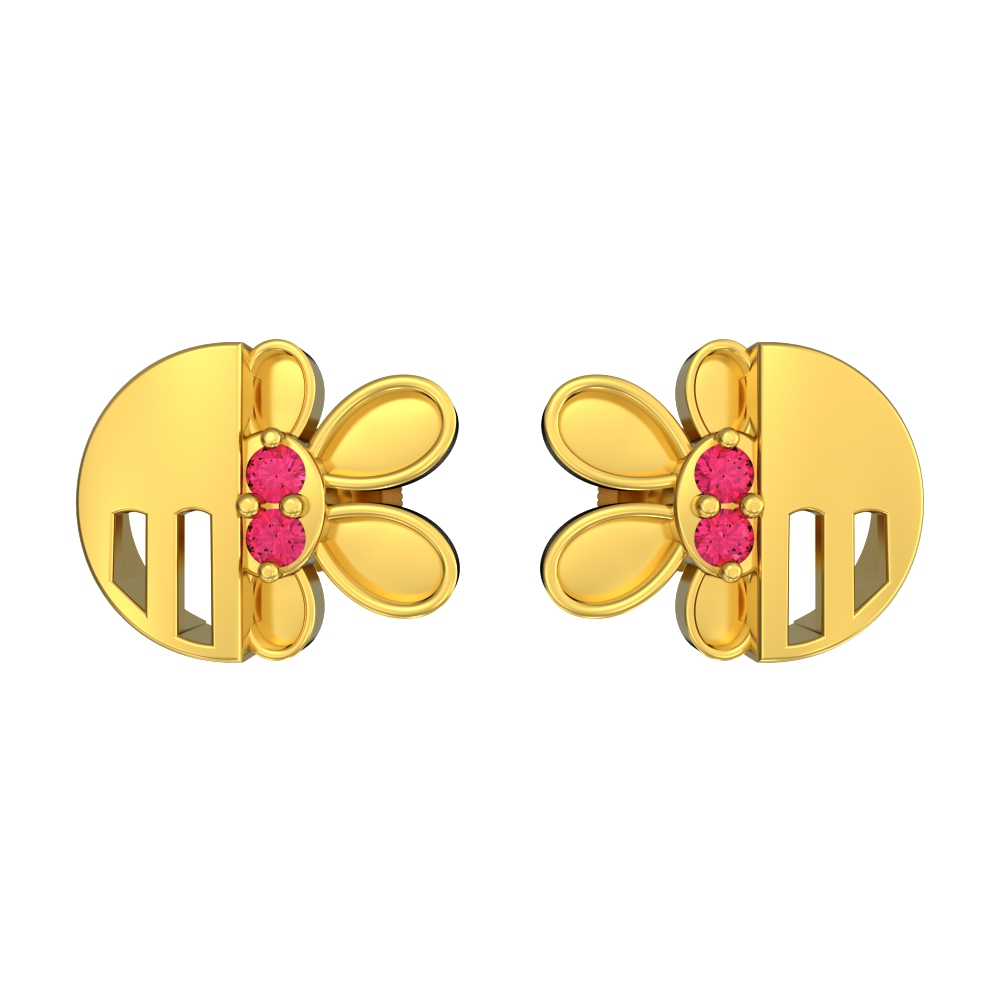 Butterfly 18k Yellow Gold Stud Earrings for Kids and Teen Girls