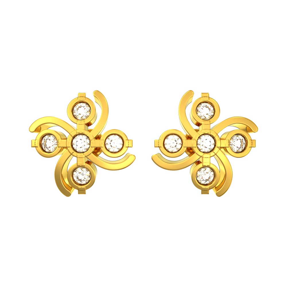 Curvy-Petals-Gold-Earring