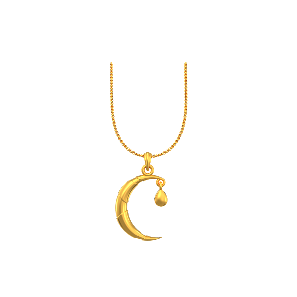 Crescent Moon Diamond Cluster Pendant Necklace 14k Yellow Gold