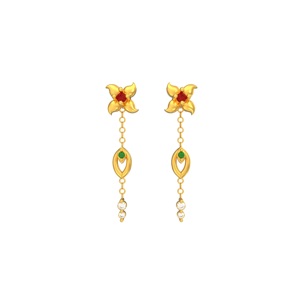 Designer Hanging Earrings(22k) - erfc7944 - 22k Gold earrings with jhumki  hanging including balls with beautiful filligree work & Hand Crafted d