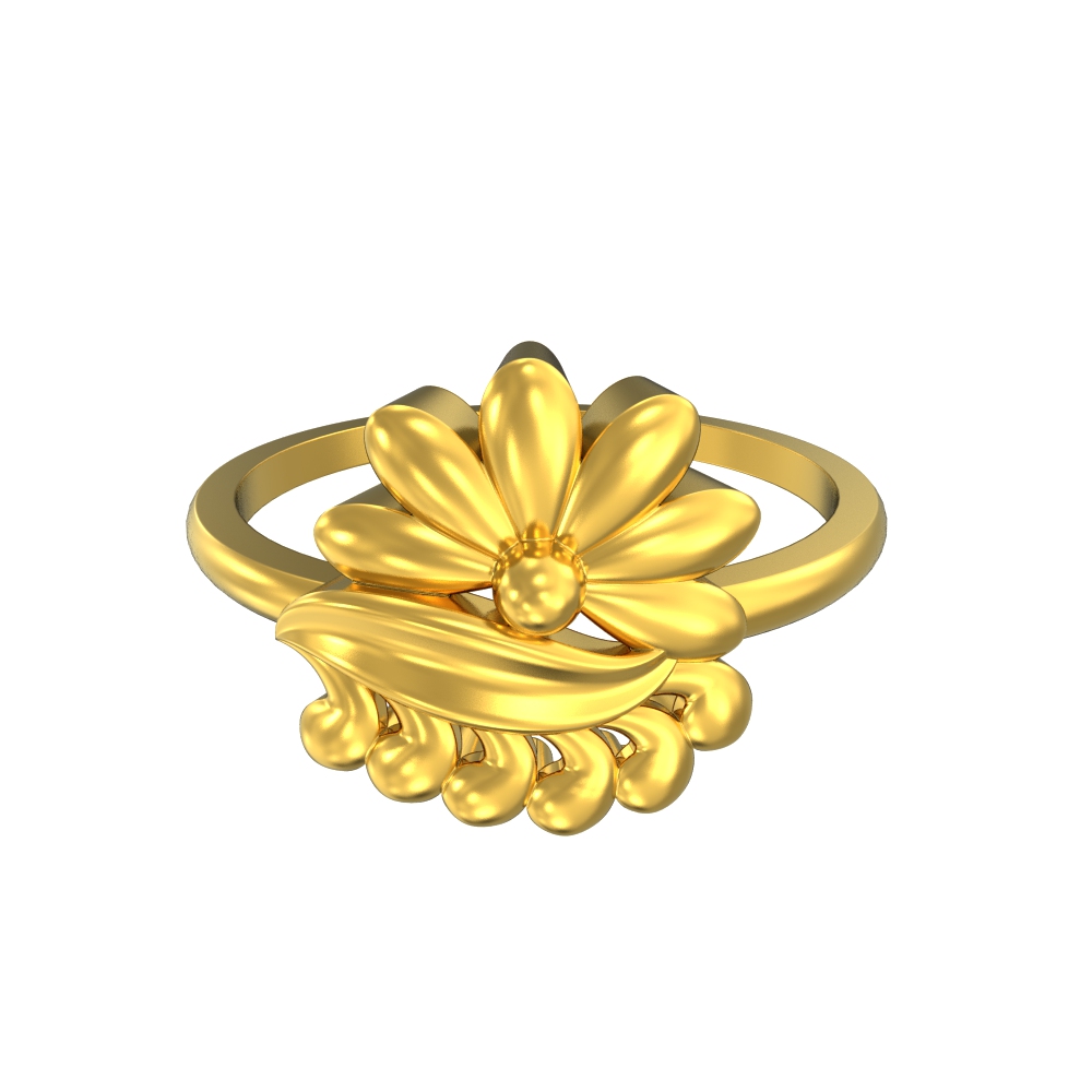 Leave-with-Flower-Gold-Ring