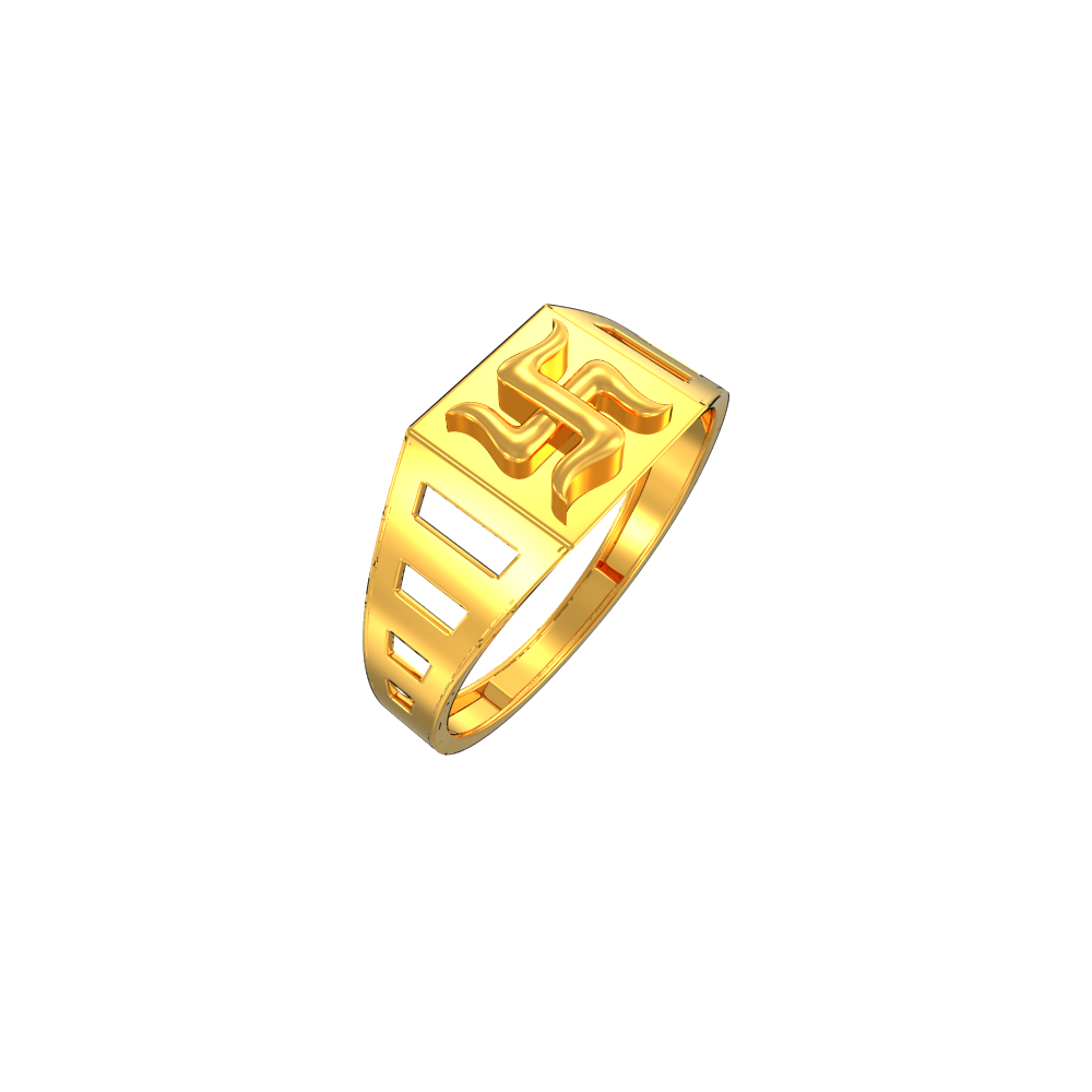 Buy quality 916 gold swastik design Gents ring in Ahmedabad
