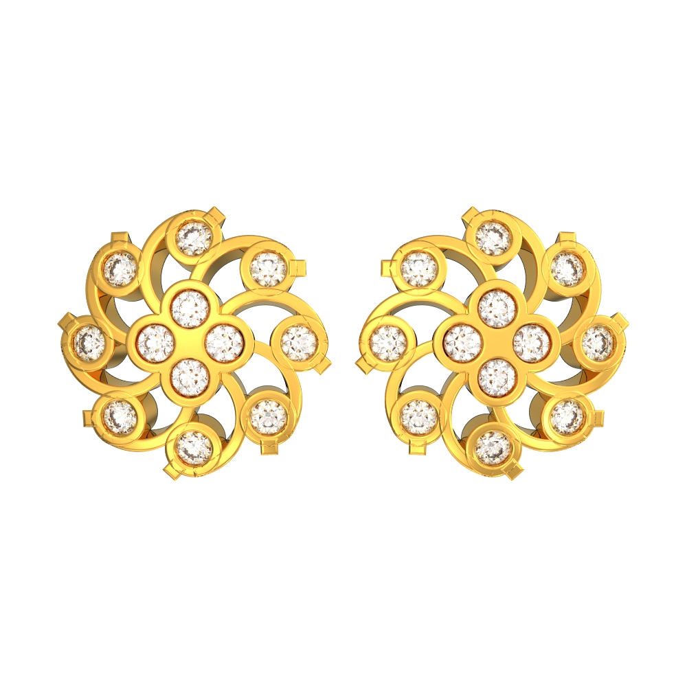Swirling-Floral- Design-Gold-Earrings