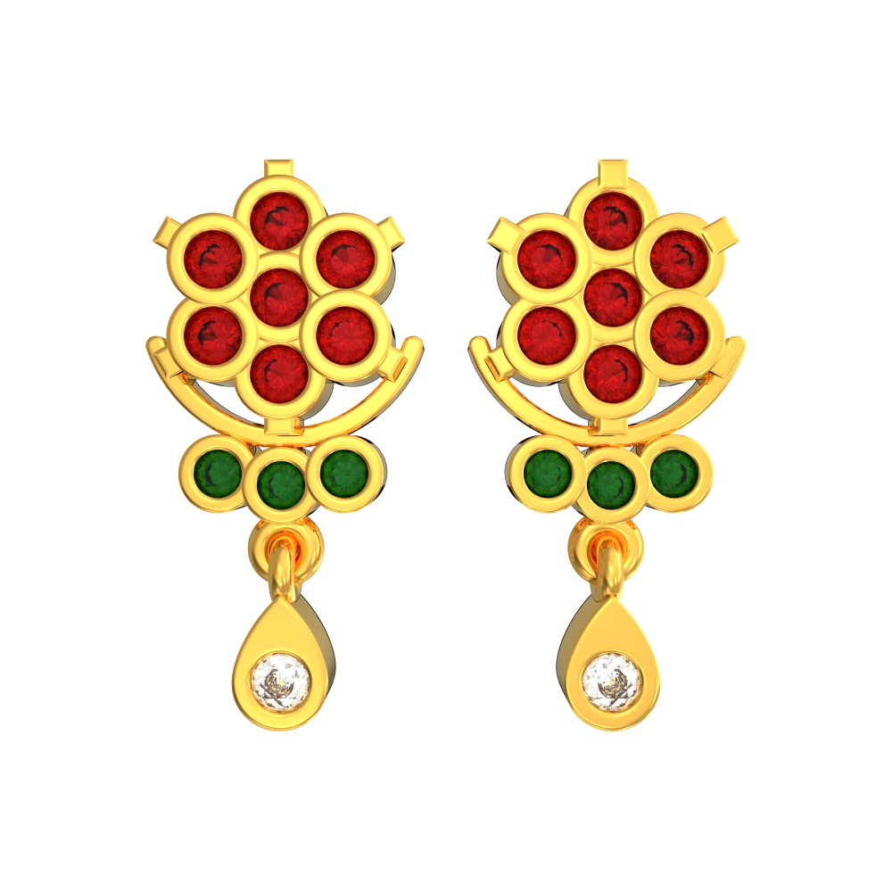 Trendy-Floral-Design-Gold-Drop-Earrings