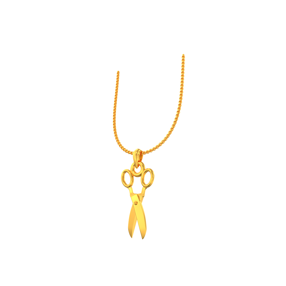 Yellow Gold Scissors Charm Pendant