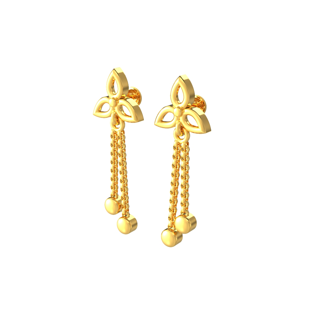 Floret Chain Drop Gold Earring Chennai