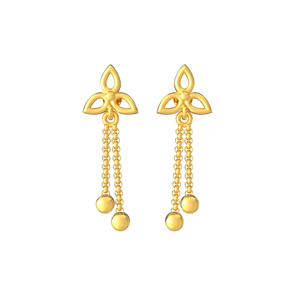 Floret Chain Drop Gold Earring