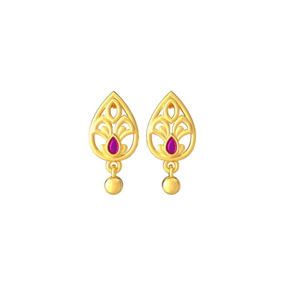 Sneeze-weed Floral Gold Drop Earrings