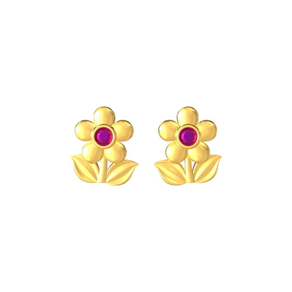 Tiny Floral Gold Earring