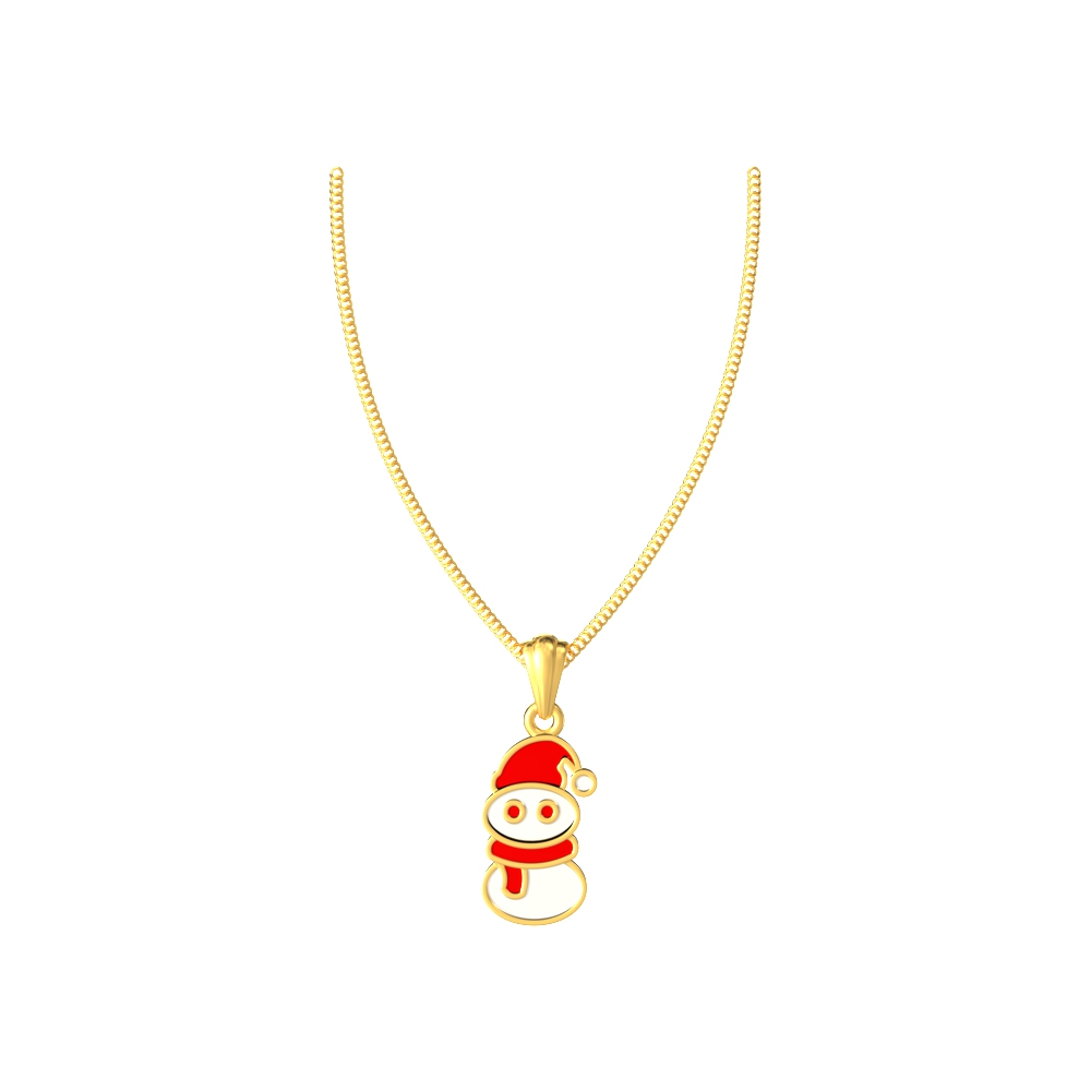 Charming-Snowman-Kids-Gold-Pendant