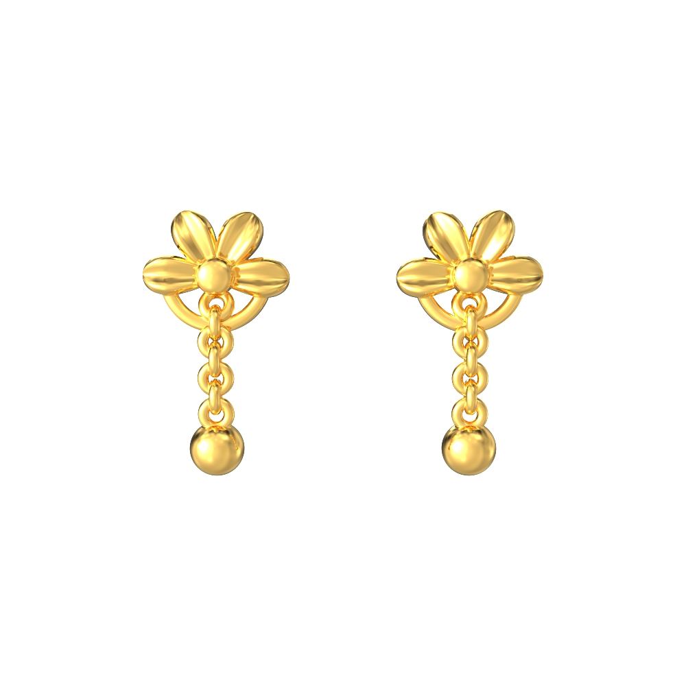 Floral-Drop-Design-Gold-Earrings