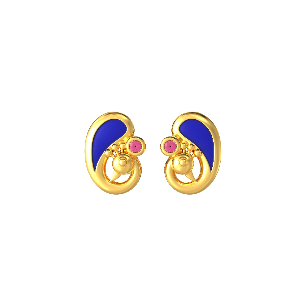 Colourful-Peacock-Stud-Gold-Earrings