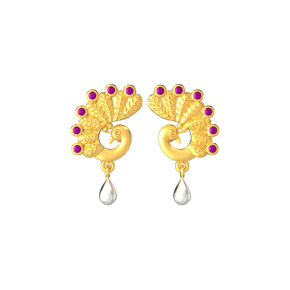 Dancing-Peacock-Gold-Earrings