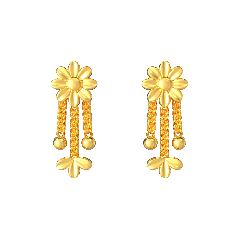 Dangling-Floral-Gold-Earring