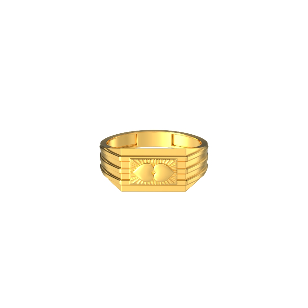 Dual-Plain-Heart-Design-Gold-Ring