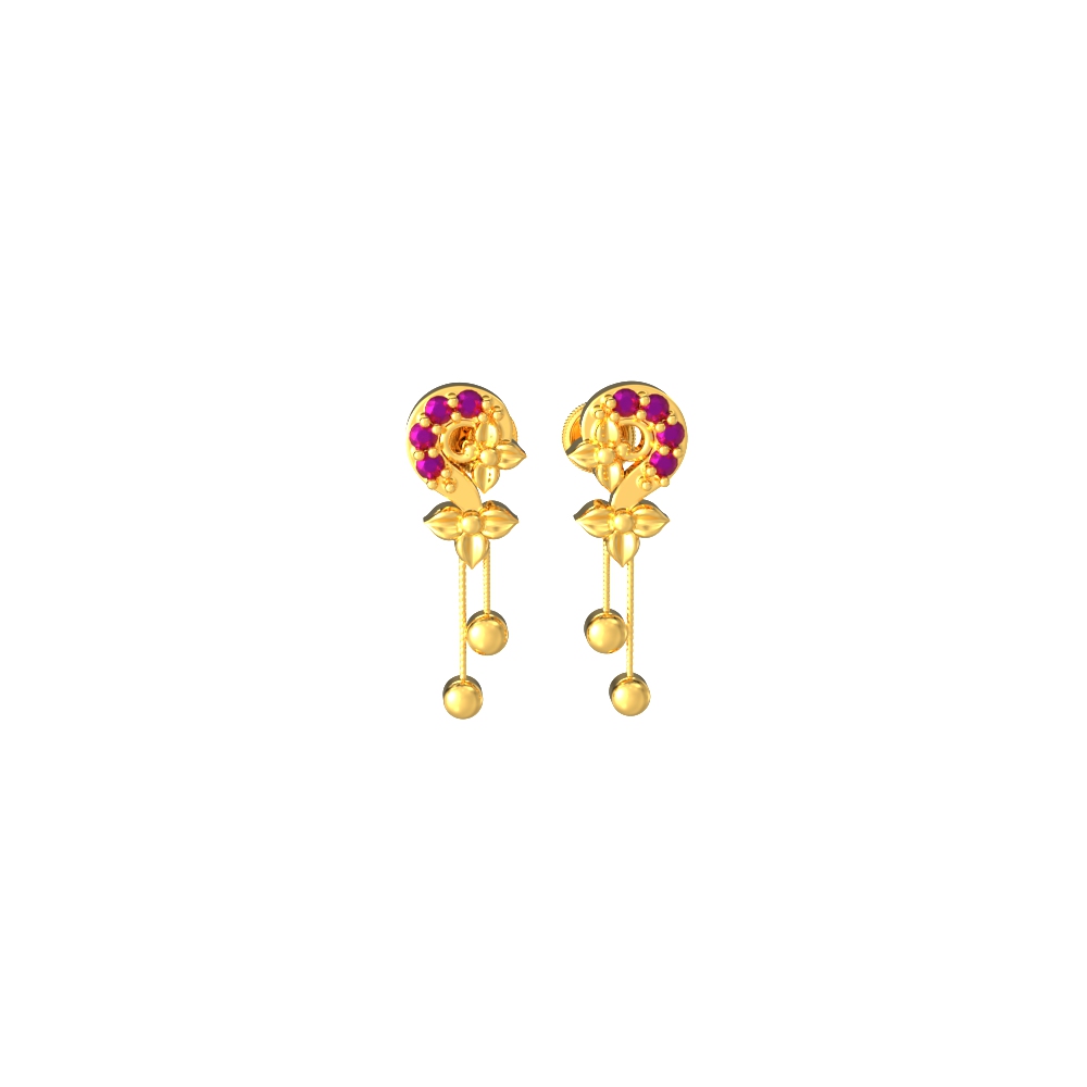 Floral-Drop-Design-Gold-Earrings