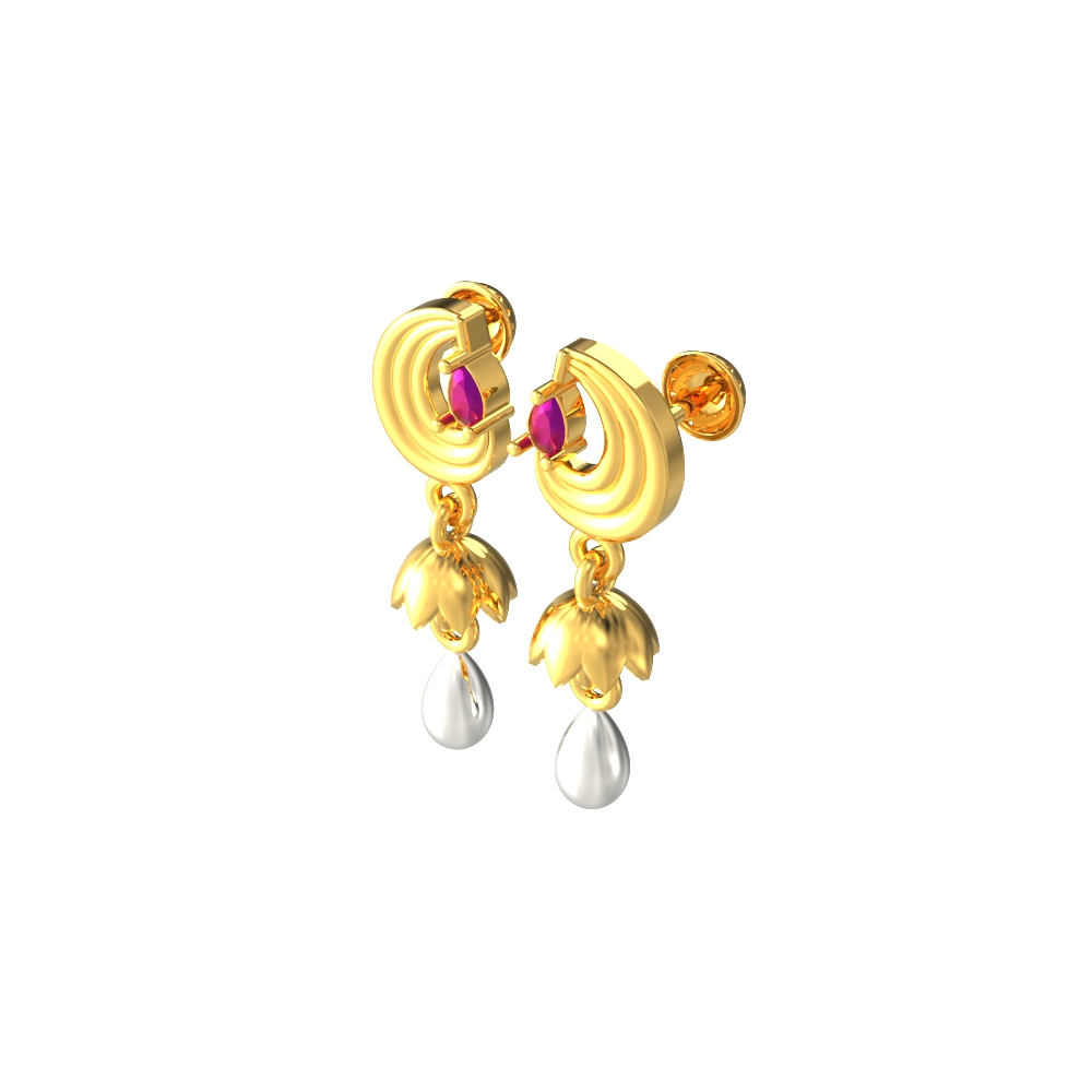 Curvy Dangle Gold Earring Chennai
