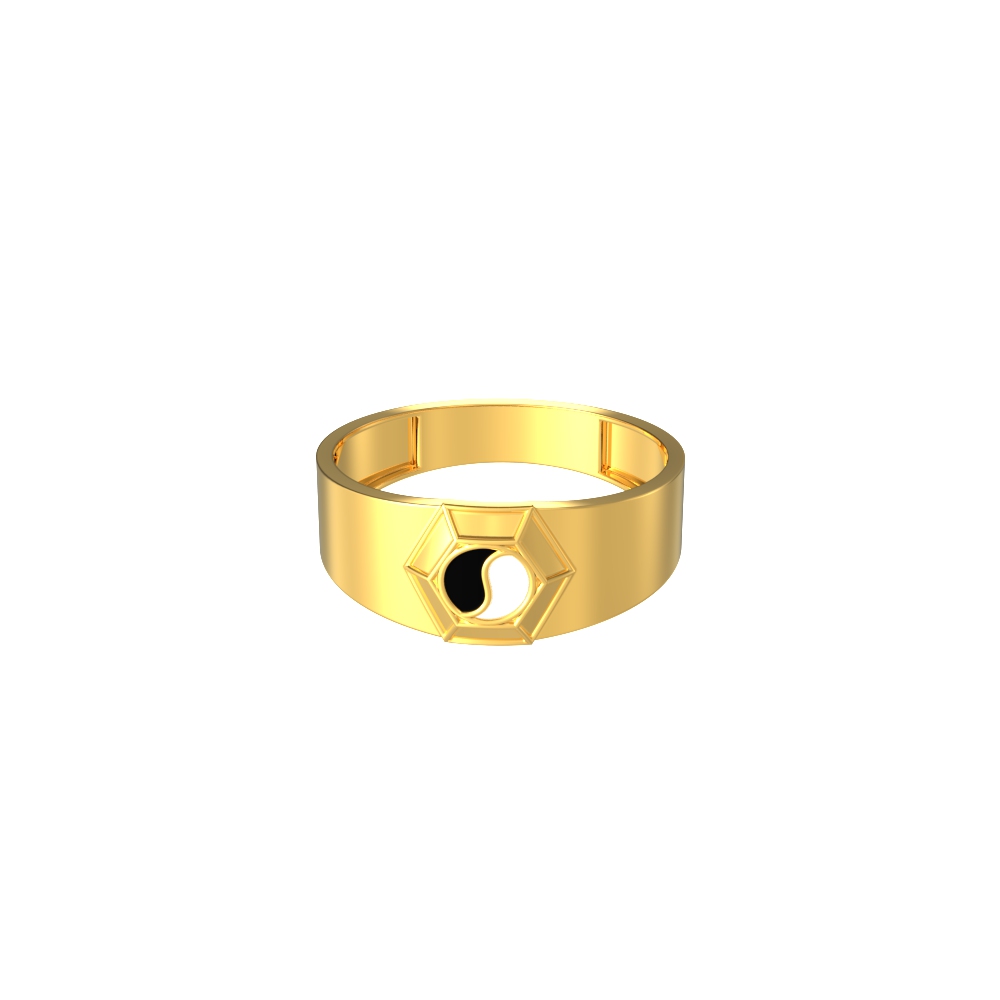 Hallow Hectagon Mens Gold Ring